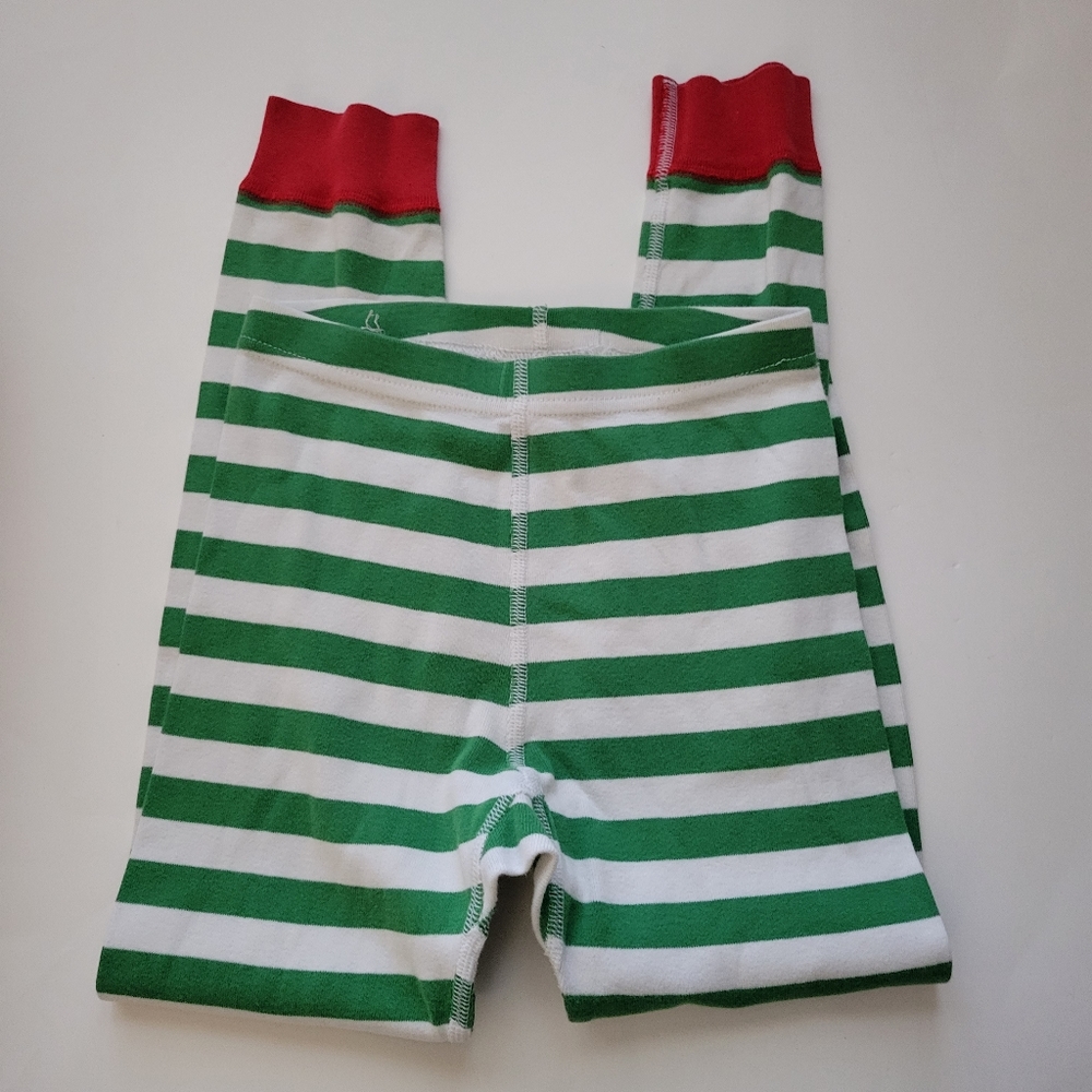 Hanna Andersson Green Striped Holiday Organic Cotton Long John Pajamas - Picture 8 of 12